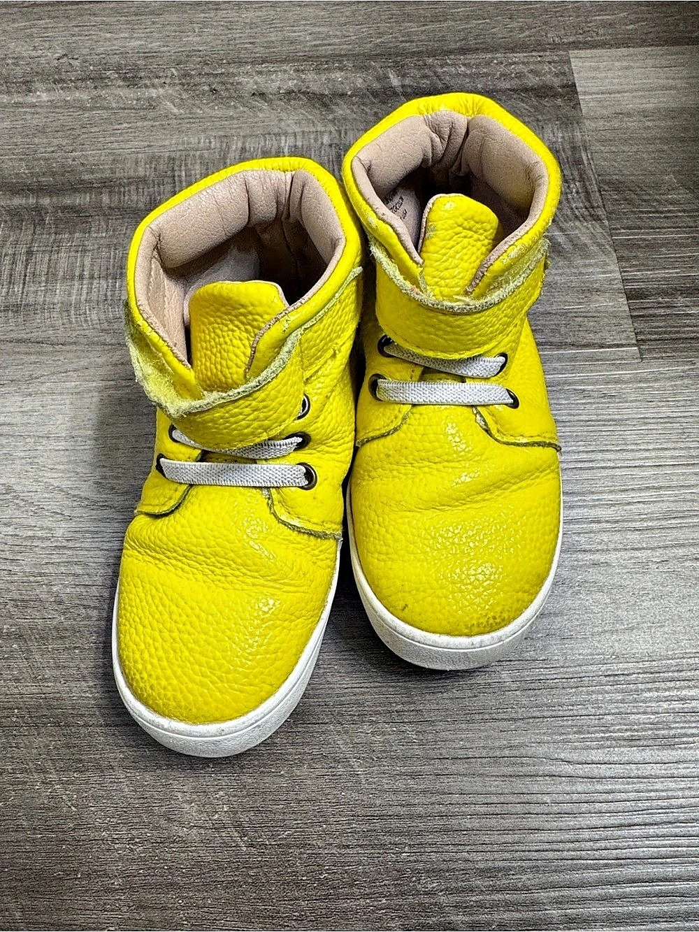 Monkey Feet Kids High Top Sneakers Yellow & White Girls 2-3Y